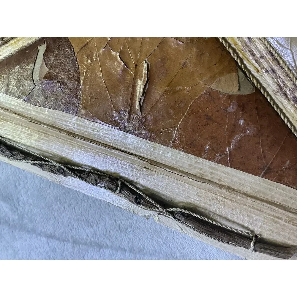 Handmade Blank Journal Notebook with Leaf-Pattern Decorative Cover